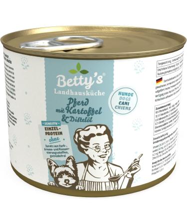 Betty's Country Cuisine for Dogs Horse with Potato and Safflower Oil 6 x 200 g Suitable for All Dog Breeds High bioavailability We ensure the best quality - Buy Online on GoSupps.com