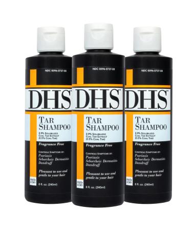 DHS Person & Covey Inc Coal Tar Shampoo - Anti Dandruff Shampoo for Men & Women Psoriasis Shampoo & Dandruff Hair Care for Itchy Scalp Unscented Seborrheic Dermatitis Shampoo - 8 Fl Oz Pack of 3