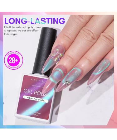 Makartt Holographic Cat Eye Gel Nail Polish with Magnet Stick 9D Glitter Nail Gel Soak Off Two Flashes Effect Dopamine Gel Nail Polish Manicure Home DIY Nair Art Design - Aqua Aquarelle Aqua Aquarelle (1pcs) - Buy Online on GoSupps.com