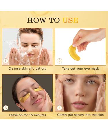 Under Eye Patches - Reduce Puffiness & Dark Circles | Hyaluronic Acid & Collagen Gold Masks (20 Pairs) - Perfect Eye Care Gift - Buy Online on GoSupps.com