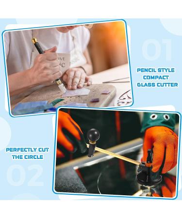 6-Piece Glass Cutter Tool Set with Pencil Style Cutter, Circular Cutter, Carbide Cutter, Screwdriver, Oil Dropper - for Glass, Tiles, Mirror - Buy Online on GoSupps.com