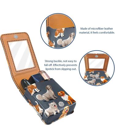 Travel Lipstick Organizer Case | Portable Makeup Bag with Mirror | Dog-Themed Makeup Storage - Buy Online on GoSupps.com
