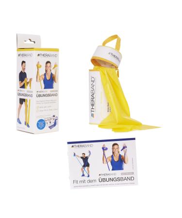 Theraband original exercise band |Fitness band 2.50 m in zip pocket |Resistance band for strength training and losing weight at home or in the Gym |1 volume including bag and instructions in the set yellow |Light