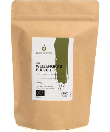 Organic Wheat Grass Powder 500g - 100% Natural & Pure Vegan - Ground Wheat Grass from Organic Cultivation - Buy Online on GoSupps.com