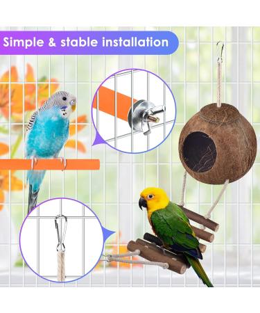 Erkoon Bird Toys for Parrots | Wooden Hanging Bells Hammocks & Rocking Toys - Perfect for Small Birds - Buy Online on GoSupps.com