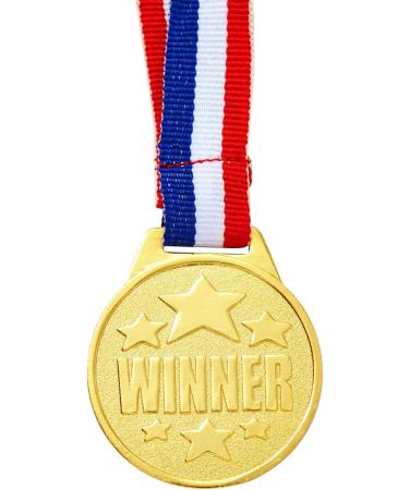 Juvale 12 Pack Gold Metal Awards Medals with Neck Ribbon - 1.5 Diameter for Sports, Tournaments, Contests - Kids and Adults - Buy Online on GoSupps.com