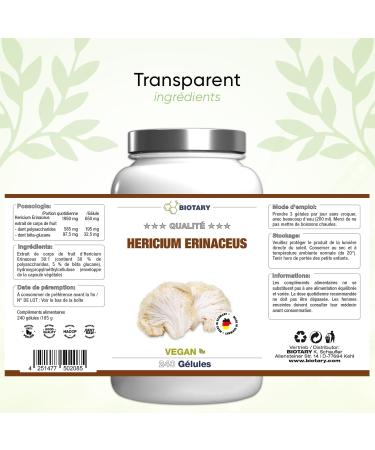 Lions Mane - 1950 mg per day - 240 capsules - extract 30:1 ( 19 500 mg Hericium Erinaceus per capsule) - with pill box - 30% polysaccharides - 5% beta glucan - vegan - high dose - Buy Online on GoSupps.com