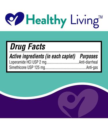 Healthy Living Anti-Diarrheal & Anti-Gas Tablets - Loperamide Hydrochloride & Simethicone - 24 Count - Buy Online on GoSupps.com
