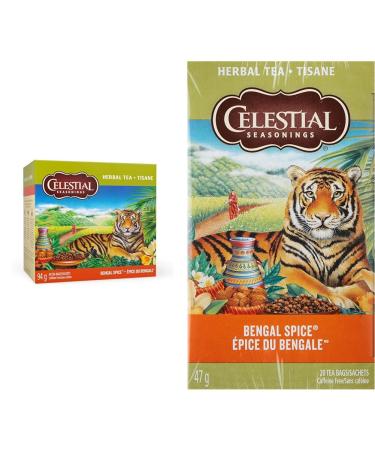 Celestial Seasonings Bengal Spice Herbal Tea (Pack of 6) White & Bengal Spice Herbal Tea 20 Count (Pack of 6)