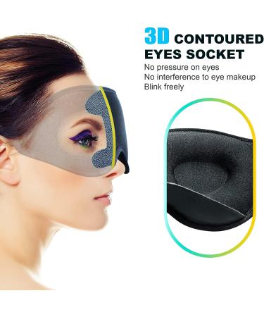 3D Contoured Sleep Eye Mask for Men and Women - 100% Light Blockout, Adjustable Strap, Soft Comfort Eye Shade - Perfect for Sleep, Travel, Yoga, and Eyelash Extensions - Black - Buy Online on GoSupps.com