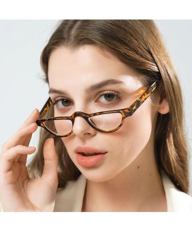 Hubeye Retro Half Moon Reading Glasses 2 Pairs - Lightweight Half Frame Reader with Spring Hinge - 2.50 Tortoiseshell - Unisex - 2.5 Dioptres - Buy Online on GoSupps.com