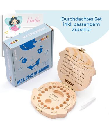 Magicat Premium Milk Tooth Jar for Boys - Wooden Keepsake Box for Baby Teeth Storage | Gift for Birthday or Baptism | Includes Tweezers & Tooth Fairy Story - Buy Online on GoSupps.com