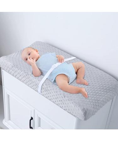 Soft Minky Dots Changing Pad Cover for Baby Boy and Girl - Glacier Gray - Fits 32/34'' x 16'' Pad - Buy Online on GoSupps.com