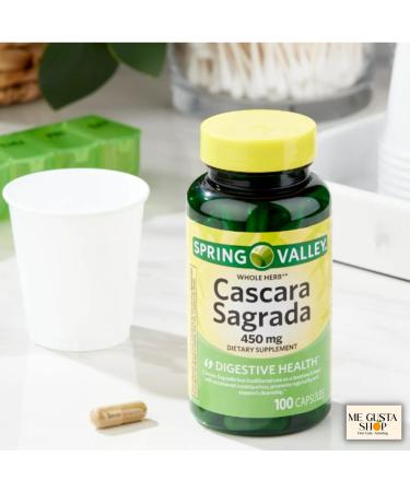 Spring Valley Cascara Sagrada Digestive Health Dietary Supplement 450 mg - Pack of 2, 100 Count Each + Me Gustas Sticker - Buy Online on GoSupps.com