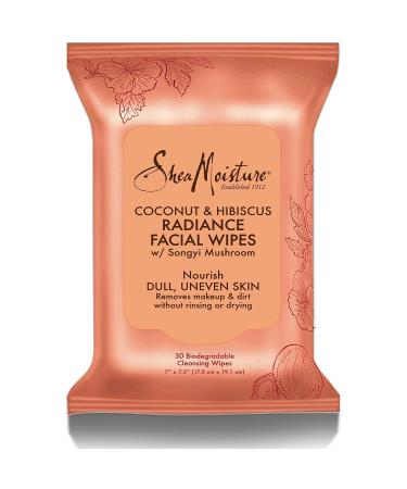 Shea Moisture Coconut & Hibiscus Radiance Facial Wipes By for Unisex - 30 Pc Wipes