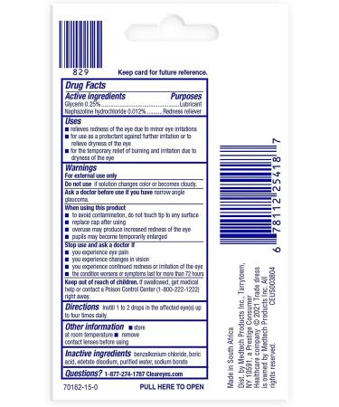 Clear Eyes Redness Relief Eye Drops - Soothes Irritation, 0.2 fl oz - Buy Online on GoSupps.com