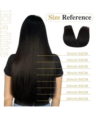 Elailite 100% Remy Human Hair Clip in Extensions - Double Wefts Thick Volume 35cm 120g - #1B Natural Black - Buy Online on GoSupps.com