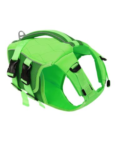 Convinit life jacket dog dog vest life jackets for dogs -dog life Jacket for small medium large dogs for booting swimming surfing size adjustable with handle and reflectors xxl green
