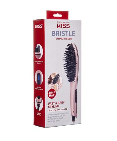 KISS Bristle Hair Straightener Heat Brush - Digital Temp Control Auto Shutoff Ionic Bristles Lightweight 360 Swivel Cord - Pink - Buy Online on GoSupps.com