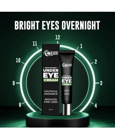 BEARDO Naturals Brightening Under Eye Cream for Men | Reduce wrinkles fine lines and dark circles | Restores youthful glow | 98% Natural | 20ml - 0.8Fl Oz - Buy Online on GoSupps.com