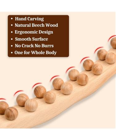 Shop Premium Wood Gua Sha Massage Stick - 20 Pearls Gua Sha Tool for Back Belly Neck & Shoulders - International Shipping Available - Buy Online on GoSupps.com