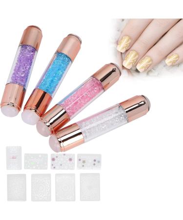 4 Sets Manicure Stamper Kit Double Ended Silicone Colorful Manicure Stamp Pen Nail Art Printing Tool with Stamping Plate for Nail Salon Home - Buy Online on GoSupps.com