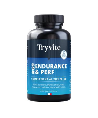 Men's Endurance Formula | 60 Capsules for Blood Circulation | Strength Endurance Energy | Shilajit, Maca, Ginseng, Arginine, Zinc | TRYVITE ENDURANCE & PERF
