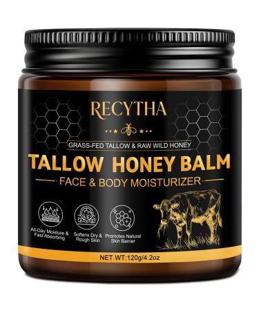 Beef Tallow for Skin Tallow and Honey Balm 100% Organic Grass-Fed Beef Tallow Face Moisturizer with Raw Honey & Jojoba Oil Whipped Tallow Balm for Face Body Deep Nourish Soothe Dry Sensitive Skin