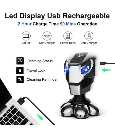 7D Electric Rotary Head Shaver for Bald Men Cordless USB Rechargeable Wet Dry Razor with Nose Hair Trimmer and Sideburns - Buy Online on GoSupps.com