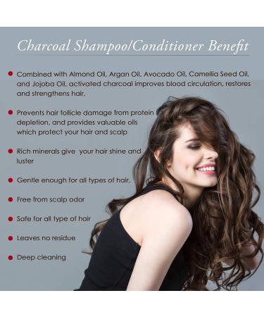 Sulfate Free Activated Charcoal Shampoo & Conditioner - Organic Argan & Avocado - Clarifying Detoxifying Volumizing - 16oz International Shipping - Buy Online on GoSupps.com