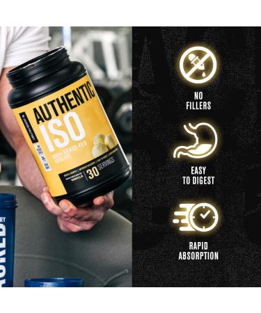 Jacked Factory Authentic ISO Grass Fed Whey Protein Isolate Powder - Low Carb Non-GMO Muscle Building Protein w/No Fillers Post Workout Recovery Vanilla - Buy Online on GoSupps.com