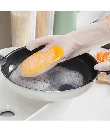 KKRAUS Silicone Cleaning Gloves Reusable Rubber Gloves Kitchen 3 Pairs Dishwashing Gloves with Brush Washing Household Gloves A Orange - Buy Online on GoSupps.com
