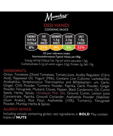 Mumtaz DESI HANDI Indian Curry Cooking Sauce 700g Pack of 3 Restaurant Quality at Home - Medium Spiced Serves 8-10 - All Natural Ingredients- Gluten Free- Vegetarian Friendly. - Buy Online on GoSupps.com