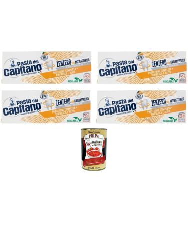 Italian Gourmet E.R. Pasta del Capitano Toothpaste Ginger Toothpaste Gingembre Toothpaste Complete Protection of the Teeth 4 x 100 ml + Italian Gourmet Pulp 400 g