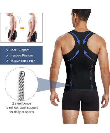 MOLUTAN Men's Compression Shirt Shapewear | Chest & Abdomen Control Body Shaper | Slimming Undershirt Tank Top - Black, X-Large - Buy Online on GoSupps.com