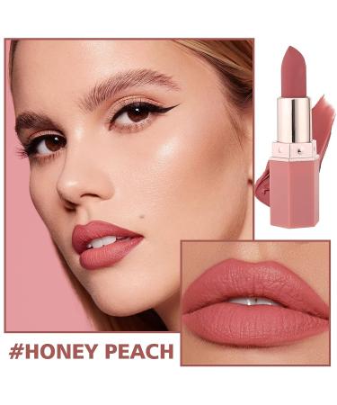 Matte Nude Lipstick - Waterproof Long Lasting Lip Color for Women - Honey Peach 01 - Buy Online on GoSupps.com