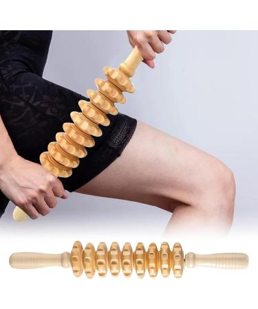 Wood Therapy Massage Tools Kit - 2PC Anti-Cellulite & Lymphatic Drainage 9-Wheel Roller for Body Shaping & Relaxation - Buy Online on GoSupps.com
