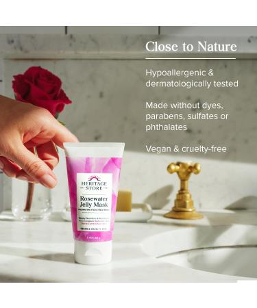HERITAGE STORE Rosewater Jelly Facial Mask - Hydrating Gel Treatment with Hyaluronic Acid for Dry Skin | Vegan & Cruelty Free 2oz - Buy Online on GoSupps.com