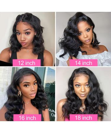 16 Body Wave Lace Front Wig 4x4 HD Transparent Lace Closure 150% Density Glueless Human Hair Pre Plucked with Baby Hair - Natural Black Women's Wig - Bleached Knots (16) - Buy Online on GoSupps.com