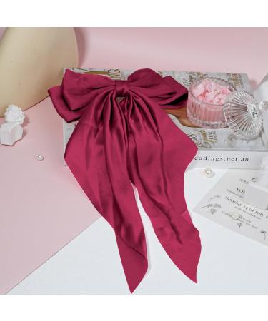 Silky Satin Hair Bows 3 PCS Big Black White Red Bowknot Set Metal Spring Clip Oversized Long Tail Hair Ribbons Ponytail Holder French Barrettes Hair Accessories for Women Christmas Gifts Black & Beige & Red - Buy Online on GoSupps.com