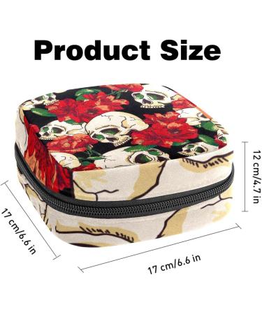 Buy Sugar Skull Rose Pattern Sanitary Napkin Storage Pocket | Stylish Period Bag for Women & Teens | Menstrual Cup Bags - Color 8 - Buy Online on GoSupps.com