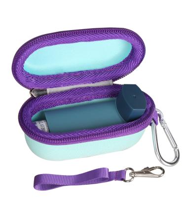 Mchoi Hard Carrying Case with Carabiner Keychain & Lanyardor for Handy Ventolin Inhaler Teal CASE ONLY