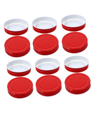 VINTORKY 12pcs Mason Jar Lids Mason Cup Lids Kitchen Storage Accessories Mason Jar Drinking Lids Regular Canning Lids Regular Mouth Lids Screw Jar Lid Caps Ingredients Metal Tinplate Child 7x7x1.5cm Red