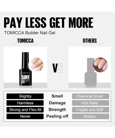 TOMICCA 5 in 1 Builder Nail Gel 15ML - Milky White UV Nail Gel Polish for Strong Nails & Extensions | Nail Art Supplies for Easy Shaping and Repair - Buy Online on GoSupps.com