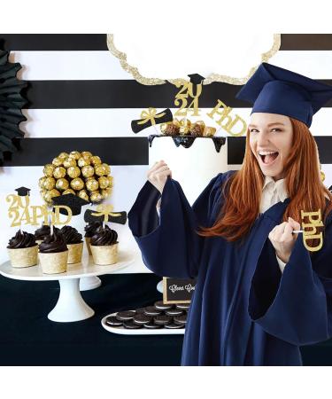 PHD Graduation Decorations 2024 36 Pcs PHD Cupcake Toppers Black and Gold Graduation Party Decorations Congrats Grad Decorations for Class of 2024 PHD Doctor Degree Graduation Supplies - Buy Online on GoSupps.com