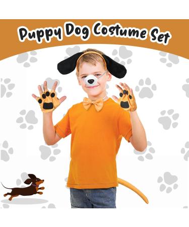 5-Piece Puppy Dog Costume Set for Adults & Kids - Headband Ears Fly Cock Fake Nose - Party Decoration Accessories in Yellow - Buy Online on GoSupps.com