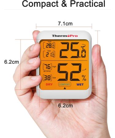 ThermoPro TP53 Digital Thermo-Hygrometer | Accurate Temperature & Humidity Monitor with Backlight - Best for Home & Office - Buy Online on GoSupps.com