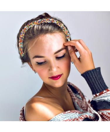 NICENEEDED Beaded Elastic Headband Colourful Bead Forehead Hairband Bohemian Hair Jewelry Head Chain Stretch Tiara Headpieces Hair Accessories for Women Wedding Party Prom - Buy Online on GoSupps.com