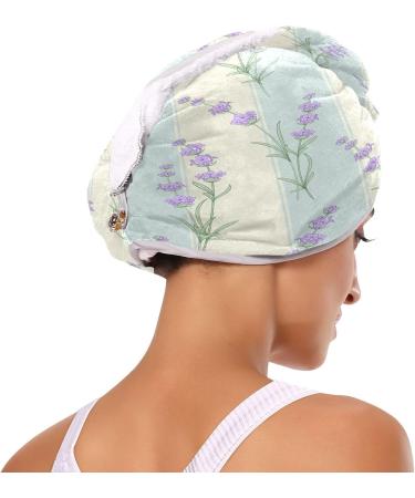 Buy Lavender Flowers Dry Hair Cap | 2 Piece Quick Drying Towel Set with Button Headband - Super Absorbent & Soft Comfort - Buy Online on GoSupps.com
