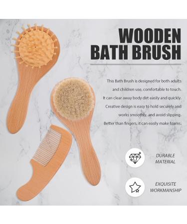 Beavorty Baby Hair Brush and Comb Set with Soft Goat Bristles - 3pcs Body Scrub & Wooden Scrubber for Newborns and Toddlers | Ideal Baby Registry Gift - Buy Online on GoSupps.com
